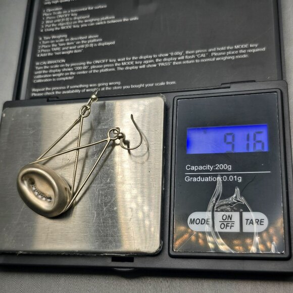 VTG Sterling Silver 925 Triangular Frame Dangle Earrings 2.25" Modernist - Picture 7 of 8